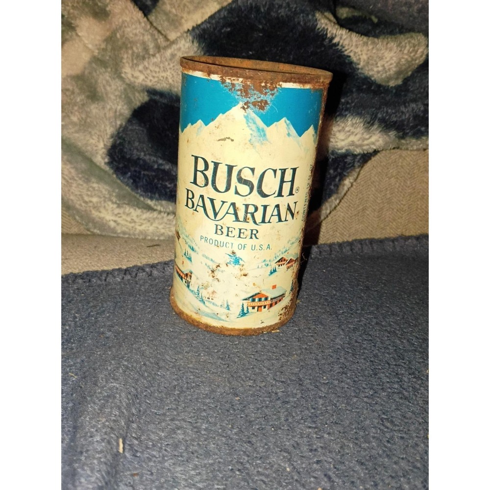 Busch Bavarian Flat top beer can 1950 Empty Rustic